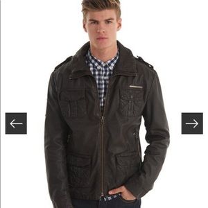NWT Superdry Brad Leather Jacket Dark Brown